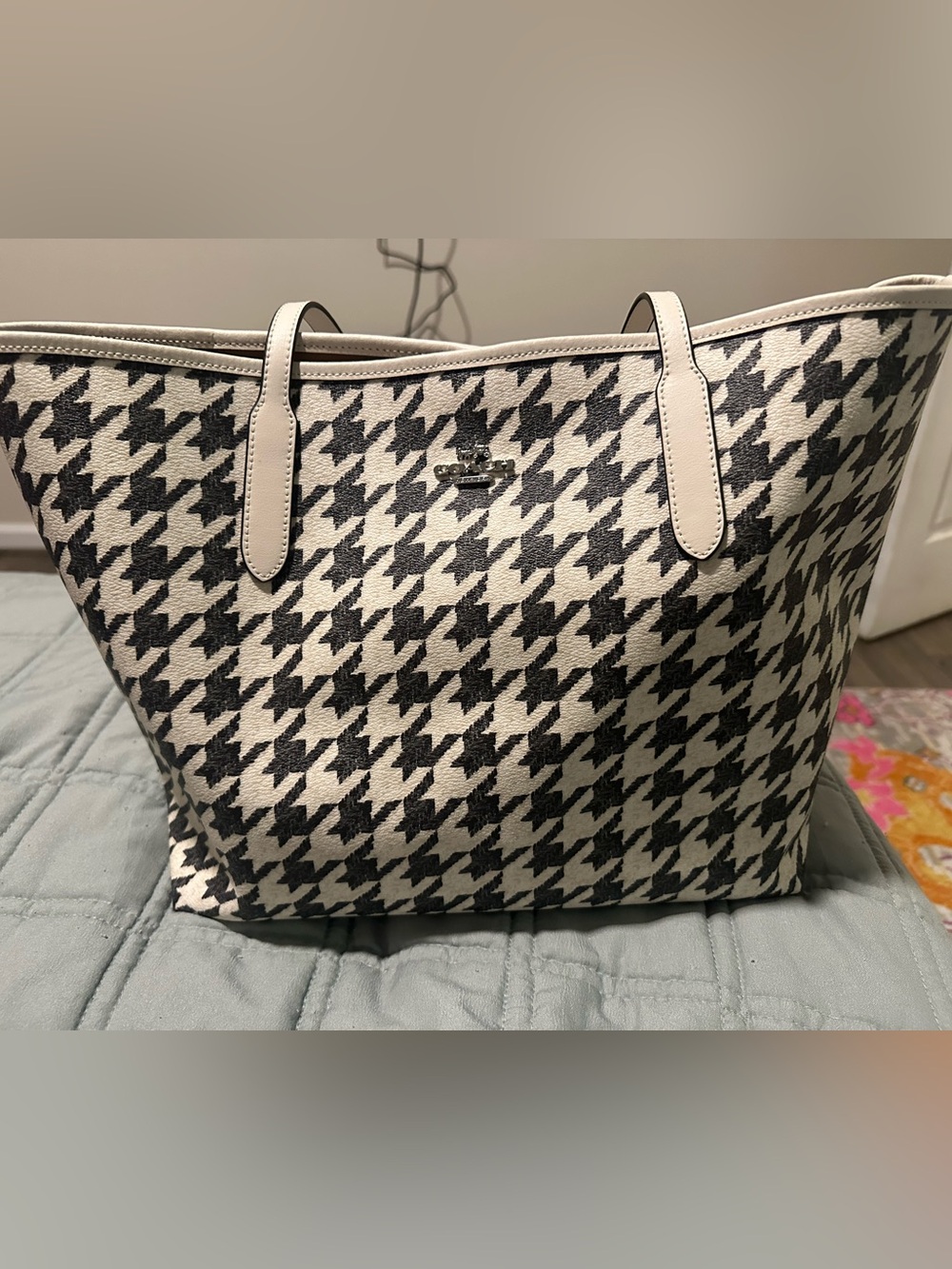 Coach Houndstooth Canvas Tote